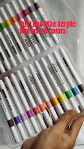 Bút Lông Màu Acrylic Marker 24 Colors Cao Cấp Tươi Sáng  Không Lem Trên Giấy Đa Năng Vẽ Được Trên Nhựa Đá Thủy Tinh