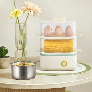 Steamer Makanan Elektrik Alat Pengukus Multifungsi Double Layer 12 Slot 200W