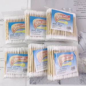 Bamboo Cotton Bud Double Headed 100pcs Bag Cotton Swab Medical Ear Cleaning Wooden Stick Cosmetic Cotton Swab Makeup