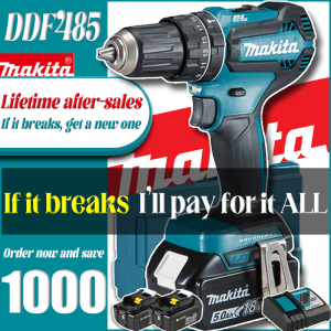 Makita DDF485 Cordless Drill 18V | Impact Hammer Screwdriver Drill | Rechargeable Electric Drill Set