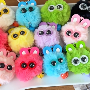 Gantungan Tas Kunci Boneka Bola Bulu Kelinci Dengan Lonceng Aksesoris Tas Hiasan Gantungan HP BRG