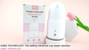 Feminy Menstrual Cup Electric Steam Sterilizer-Kills 99.9% of Germs with Cleaner Steam - Wash Your Period Cup or Disc in 3 Minutes! - Automatic Timing Shut-Off Switch