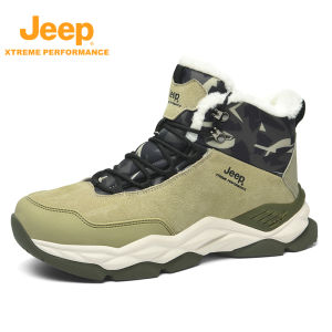 Jeep | Jeep Mens Winter High-Top Snow Boots Outdoor Climbing Shoes Anti-Slip Warm Fleece Lined Sports Shoes Shock Absorption Support