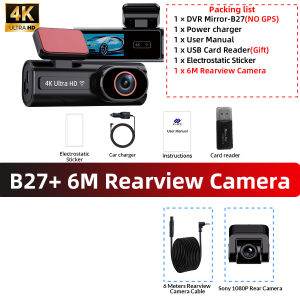 Acceo 4K Ultra HD Dash Cam Front Rear 1080P WiFi GPS Car DVR Video Vision 24H Parking Monitor Loop Recording Black Box for Cars