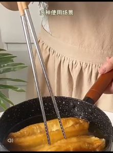 OHHDEER 1Pair Stainless Steel Cooking Chopstick Extra Long Noodles Food Stick Frying Hot Pot Chopstick Kitchen Tableware