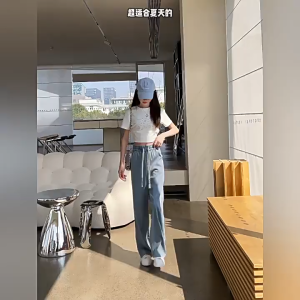 Baggy Pants For Woman Denim Pants Korean Fashion Retro trend Jeans blue Straight Fashion Cut Pants