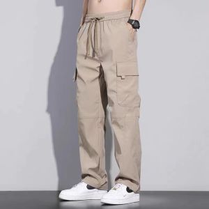 กางเกงทำงานทรงหลวมขาตรงสำหรับผู้ชาย ฤดูใบไม้ร่วง/ฤดูหนาว กางเกงขายาวทรงหลวม ใส่สบาย ทนทาน ใส่ไปทำงานกลางแจ้ง