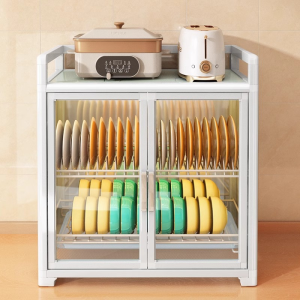 ตู้เก็บจาน ชั้นวางจานสแตนเลส กันฝุ่นและกันแมลง ที่คว่ำจาน ตู้เก็บจานชาม  ชั้นวางของครัวพร้อมถาดรองน้ำ Dish Rack with Drainer