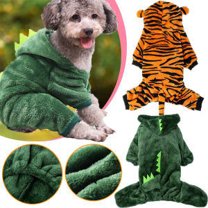 Dinosaur Costume For Dogs Pet Cats Clothes Soft Cotton Onsie For Tiger Suit Funny Puppy Sweater