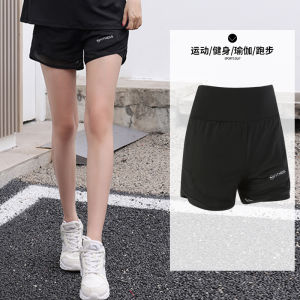 Fake Two-Piece Sports Trousers Womens Handphone-Friendly plus Size High Waist Anti-Exposure Yoga Shorts Quick-Dry Running Fitness Pants