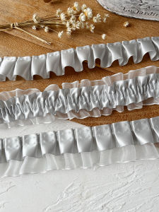 Silver Grey Lace Trim DIY 手工 裙子 装饰 下摆 衣服 配饰 折叠 荷叶边 带子