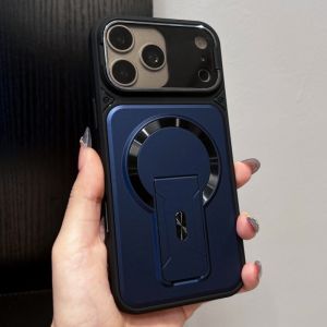 Luxury Folding Two Stand For Magsafe Magnetic Phone Case For IPhone17 Air 16 15 14 Plus 13 12 11 18 Pro Max Lens Protector Cover