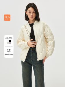 Far Infrared Heating down Jacket Baseball Collar Casual White Outerwear Womens HLA Sea Home Autumn Winter New Style