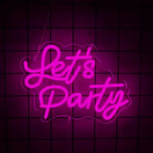 Lets Party Neon Sign for Wall DecorLED Neon Light for Bachelorette Engagement Birthday Wedding & New Year Eve Party Decor
