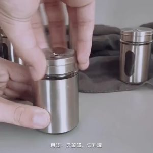 Hũ Đựng Tăm - Lọ Đựng Hạt Tiêu Lọ Gia Vị Bằng Thuỷ Tinh Bọc Inox 304 Chịu Va Đập - Lọ Rắc Tiệu Inox Cao Cấp