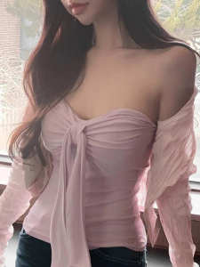 Pure Desire Design Strap Vest Womens Sleeveless Top Inner Wear Short Style Cotton Blend Elastic Fabric Commute Style