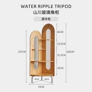 Solid wood triangle corner cabinet living room retro corner rattan storage display cabinet