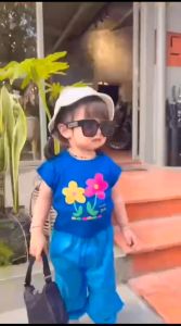Crop Top Anak Flower Jiso Kaos Anak Perempuan 6bln-8thn