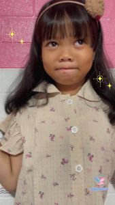 Setelan Anak Perempuan Crop Top Crinkle Motif Populer
