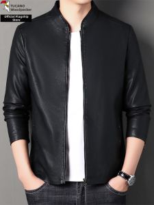 TUCANO | Spring Autumn New Mandarin Collar Black Business Casual Jacket for Middle-aged Fathers