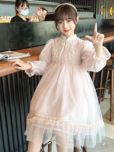 Váy Công Chúa Phong Cách Trung Hoa Thời Trang Cho Bé Gái Mùa Xuân Thu Váy Cotton Dài Tay Cạp Cao Kiểu Dáng Hàn Quốc