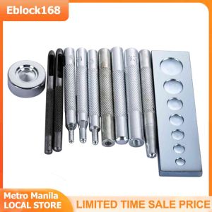 【Fast delivery】11pcs Die Punch Hole Snap Rivet Button Setter Base Kit For DIY Leather Tool