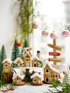 Mini Christmas Gingerbread House Village DIY Assembly Sugar Cream Cookie Cutter Retro American Style Baking Mold for Everyone