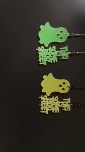 Creative Asymmetrical Acrylic Earrings with Glow in the Dark Ghost Charms Funny Slogan Perfect Halloween Fashion Jewelry