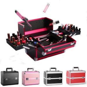 MELEDE Makeup Train Case Pro Adjustable 4 Sliding Trays Cosmetic Case Storage Organizer Box Lockable Compartments
