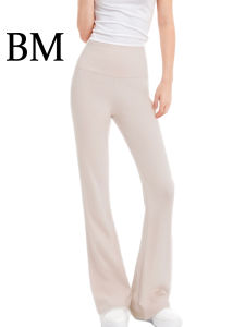 American Style Yoga Pants High Waist Adjustable Hem Flip Low Slimming Long Straight Leg Micro Flared Pants for Women Cotton