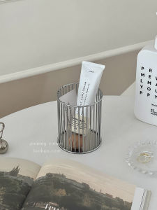 INS Minimalist Iron Multi-Functional Makeup Brush Storage Tube Desktop Stationery Pen Holder Cylindrical Comb Storage Bucket