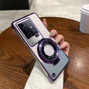 Vivoiqoo11 Electroplated Frameless New Arrival Phone Case Fashion Elegant for Iqoo11pro Classy Creative Magnetic Bracket Iqoo11s Ultra-Thin Heat Dissipation Hard Case Minimalist Drop-Resistant Protective Case