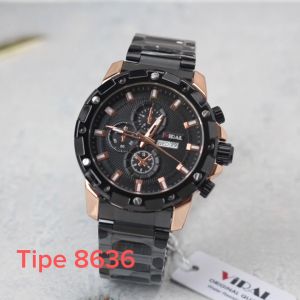 Jam tangan Pria Viral 8636M tali rantai tanggal hari aktif chrono off analog sport original