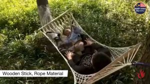 Single Mesh Cotton Rope Stick Hammock Swing Outdoor Camping Supplies Katil Berkelah Berkhemah