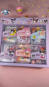 Stiker Sanrio set DIY Kotak Kerajinan Lucu Melody Kuromi Cinamonroll Mainan Anak Kotak Sticker