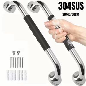Shower Grab Bar with Anti Slip Rubber Grip SUS304 Stainless Steel Bath Grab Bar Bathroom Balance Bar Wall Mount Safety Handrail Support Handicap Injury Elderly Assist Handle