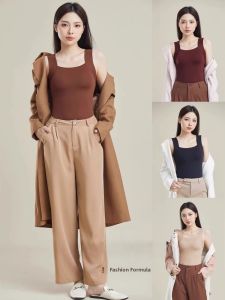 Oubiman | No-Show Seamless Bralette Tank Top Womens Inner Wear Nylon Fabric High Elasticity U-Neck Design Backless Style Commute Fashion