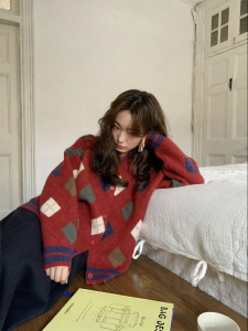 NIHAOKANONG | Áo Cardigan Knit Vintage Thoáng Rộng Dành Cho Phụ Nữ Size Nhỏ