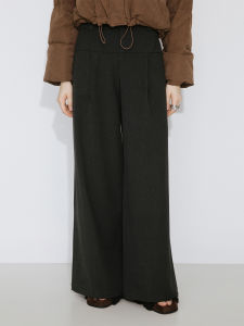 Intelligent and Draping Loose Fitting Casual Slim Black Wide Leg Trousers