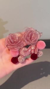 Net Yarn Flower Hairball Earrings for Women Fashion Temperament New Drop Earrings Fairycore Autumn and Winter Jewelry
