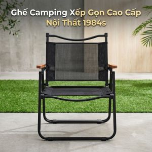 Ghế Xếp Camping Lưng Thấp Khung Thép Tay Gỗ   | Khung thép chắc chắn Tay gỗ tự nhiên Chất liệu vải trắng Thiết kế gọn nhẹ Phù hợp ngoài trời   | Bàn Ghế Cắm Trại Xếp Gọn   | Gập Gọn & Di Động