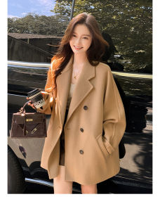 Wool Double Faced Long Double Button Womens Coat