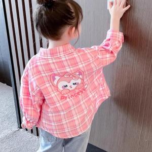 Girls Plaid Shirt Spring Autumn Long Sleeve Childrens Top Fashionable Spring Clothing Cotton Fabric Casual Style for Kids