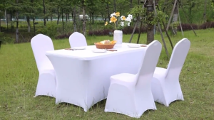 Spandex Table Cover for 4FT 6FT Home Rectangular Table Fitted Stretch Tablecloths Dinner Gathering Party Outdoor Wedding Event Tablecloth Bar Decoration Family gathering