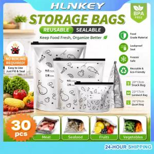 HLINKEY 30PCS Aluminum Foil Ziplock Storage Bags - Reusable Freezer Safe Food Bags Airtight Large Capacity Storage Pouches for Veggies Fruit Meat Fridge Organization (10PCS Box)