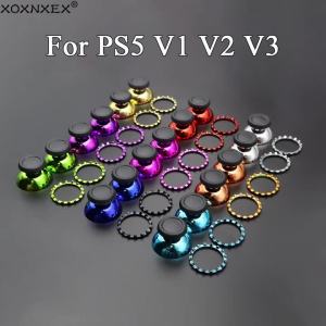 1 Set 3D Analog Joystick Mushroom Caps for PS5 Controller BDM‑010/020/030 Thumbstick Covers with Chrome Metal Accent Rings