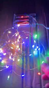 Đèn led đom đóm dài 5 mét sáng đa sắc dùng pin AA trang trí phòng ngủ cắm trại dã ngoại.