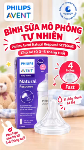 Bình sữa mô phỏng tự nhiên Philips Avent Natural Response SCY906/01 Cho bé từ 3-6 tháng tuổi - Hàng chính hãng