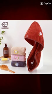 Socone Cute Cartoon Dry Hair Cap Ultra Absorbent Quick Dry Towel  25x65cm 135g
