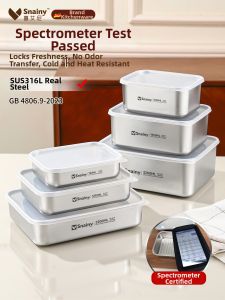 Snainy | Stainless Steel Food-Grade Storage Box for Freezer and Refrigerator